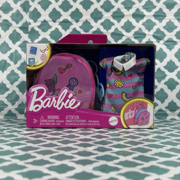 Barbie Mini Backpack Fashion Set 5 Surprises Dress‎ And Accessories 7 piece Set - Picture 1 of 8